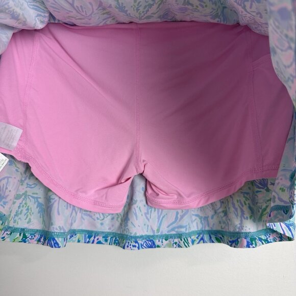 Lilly Pulitzer Aila Skort UPF 50+ Surf Blue Soleil It On Me Blue Aqua Pink XS - Picture 5 of 8